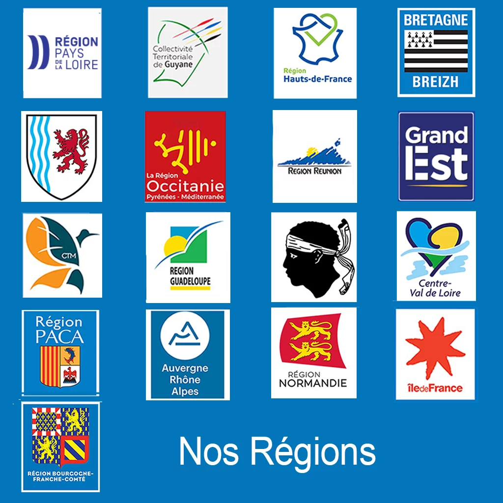 Ensemble des logos régionaux pour les plaques d'immatriculation